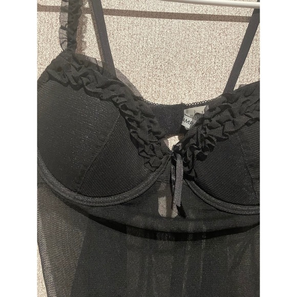 Rampage Black Lingerie  Ruffle Trim Adjustable Straps‎ - Large - Picture 3 of 8